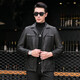 GUHELUN light luxury brand men's clothing spring and autumn new oil wax cowhide leather genuine leather jacket men's lapel workwear mid-length leather jacket Black XL (175)
