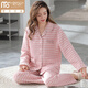 莫代尔三层夹棉睡衣女秋冬新款长袖大码空气棉夹层加厚套装可外穿家居服 4839 L 建议110-120斤