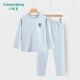 Xiaoqinglong children's silk velvet thermal thermal underwear set for boys and girls, middle-aged and adolescents, autumn clothes and autumn pants, round neck, blue fish bear 120 (recommended 110-120cm)
