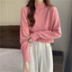 ANGEL MOOD French short sweater for women in autumn and winter for small people, thickened inner layer, soft and waxy semi-turtle collar pullover sweater for women, apricot L, recommended 100-110 Jin Jin equals 0.5 kg