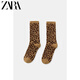 ZARA2025 Winter New Women's Animal Print Jacquard Socks 3739002 051 Official Authentic Leopard Print M (24-26 cm)
