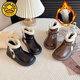 G.duck Little Yellow Duck Girls' Boots Children's 2025 Winter Plush Leather Boots Warm Baby Princess Short Boots Black New Brown Brown Warm Cotton 34 Inner Length 20.8cm