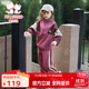 Fuluo Mi Girls Suit Winter Casual Color Block Top and Velvet Sweatpants Two-piece Set Children's Versatile Winter Clothes Pink 130