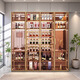 Yusenyi wall-mounted custom glass wine cabinet brushed gold display cabinet black frame + tea glass 1200x2000mm including wine glass holder