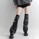 Night Classroom Leather Socks for Women Dark Functional Style Sweet and Cool Leg Sleeves Black Pocket Design Black One Size