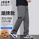 JEEP SPIRIT Jeep pure cotton casual pants men's autumn and winter loose straight pants men's workwear wide-leg pants gray 2XL