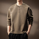 OLJ light luxury brand heavyweight Henry collar sweatshirt men's autumn design niche pleated long-sleeved T-shirt light coffee M suitable for 100-120Jin Jin equals 0.5 kg