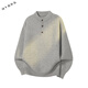 Yuexiang Henry Collar Sweater Boys Autumn and Winter Lazy Style Knitted Sweater Cleanfit Warm Couple Versatile Jacket Floral Gray L X