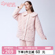 Landroli Couple's Wear, Home Clothes Upper and Lower Sets, Protective Warm Clothes, Men's and Women's Coral Fleece Pajamas, Autumn and Winter, Apricot Pink, Women's M (160) Women's