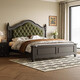 South classical furniture American light luxury retro black 2-meter solid wood bed French mid-century style green soft bag storage master bedroom princess bed single bed 1.5*2 meters