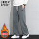 JEEP SPIRIT Jeep casual pants men's velvet thickened winter pants men's straight trousers loose wide-leg sports warm sweatpants