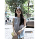 French sweet vest women's summer outer wear niche blue shirt temperament hanging neck suspender loose sleeveless top black S