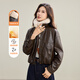 TERRE BLEUE Trendy Leather Jacket Women's Velvet Thickened 2025 Winter New Fashion Versatile Short Cotton Clothes Women's Top