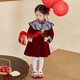LUSON Children's Clothing Baby Girl New Chinese Style Cloud Shoulder Red Dress 2026 New New Year Velvet Skirt New Year's Eve Clothing