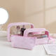 Fantasy PU splicing cosmetic bag PVC transparent waterproof toiletry bag travel portable handbag large capacity bath storage transparent large size