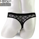 Modal Men's Thong Sexy Gold Diamond Mesh Low Waist Translucent Sexy One Generation Black M