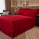 Fantasy thickened high-end baby velvet quilted bed skirt bed cover single piece red high-end lace autumn and winter Shengshi Landai-plain silver gray high-end baby velvet thickened and warm 200cmx220cm bed skirt + pillowcase 2 pieces