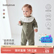 Babylove Clearance Spun Soft Weaving Soft Baby Jumpsuit Pure Cotton Spring and Autumn Baby Romper Clothes Autumn Clothes with Bibs Branch Lotus Green (With Bib) 59cm