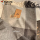 Woodpecker's new wool blended plaid scarf for women in winter Korean version versatile couple warm scarf men's gift trendy shawl gray
