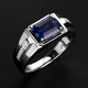 Yayin light luxury colored gemstone cultured tanzanite sapphire men's trendy ring 925 sterling silver platinum plated ring with engraving for men 14#