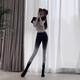 Gradient color nude slimming yoga pants, high waist, tummy control, butt lift, breathable Pilates fitness running sports women, sea salt gray S 80Jin Jin is equal to 0.5kg -100Jin Jin is equal to 0.5kg