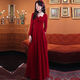 Miaomiaoxi long-sleeved toast dress bride 2025 new autumn and winter engagement home dress can be worn at ordinary times temperament burgundy for women red L