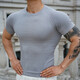 Seamless quick-drying breathable sports fitness short-sleeved T-shirt running training cycling clothing compression tight elastic top for men gray 2XL