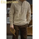 ElegantMan's workwear American retro cotton half-cardigan henley shirt with different color thread pocket shirt loose tough guy style men's winter apricot M