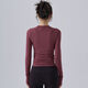 Fitness girl yoga wear round neck top autumn and winter new Pilates slim long-sleeved running sports quick-drying T-shirt black S S