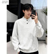 Wu Quanwan American style heavyweight velvet Henry collar inner layering shirt men's cleanfit simple right shoulder slim long-sleeved sweatshirt Black plus velvet models are in stock now Black plus velvet 5XL