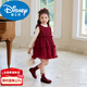 Disney girls dress autumn and winter 2026 new baby New Year's birthday children's winter clothing one-year-old dress skirt red brand red plus velvet + apricot sweater 90