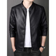 ARMANI EXCHANGE Armani genuine leather jacket men's spring and autumn stand-up collar loose leather business casual leather jacket trendy youth machine black (8802) plus velvet 5XL (180-200Jin Jin is equal to 0.5 kg)