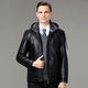 FEEKEKE international first-line luxury brand leather jacket men's sheepskin detachable hood lapel middle-aged thickened warm leather black one size fits all 175/92A