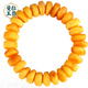 Manla Jade Baltic Sea Natural Beeswax Bracelet for Men and Women Old Honey Cake Beads Amber Chicken Oil Yellow Jade Beads Bracelet Authentic No. 103