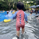 He Jiagong Children's Swimwear 2025 New One-piece Dinosaur Horn Sunscreen Surf Suit for Boys and Girls Infants and Toddlers Quick-drying Dry Swimming 251 Lake Blue 90 cm