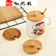 Duo Wei round breakfast cup mug ceramic cup glass bamboo cup lid sold separately dustproof water cup lid accessories universal with beads no mouth + outer diameter 8.8 inner diameter 7.4
