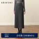 SEIFINI Meng Ziyi endorses glutinous rice straight skirt 2025 autumn and winter new style elastic waist comfortable and slim wool mid-length skirt Smoke S
