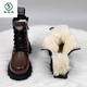 Woodpecker thick-soled Martin boots genuine leather wool boots women's fur integrated new thickened 2025 winter short boots snow boots black thickened cotton imported wool 37