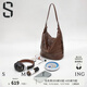 Ximuting first layer cowhide bucket bag 2025 new women's shoulder bag light luxury niche high-end bag light luxury gift hazelnut brown