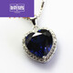 Yingxin Ocean Heart Necklace Titanic Women's Pendant Tanzanite Silver Inlaid Blue Rose Gold 12X12mm Chain