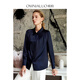 OMNIALUO shopping mall same style high-end French heavy silk top women's long-sleeved 2025 autumn OL temperament mulberry silk shirt B35 navy S
