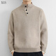 Jiangong Henry collar sweater men's simple V-neck sweater autumn and winter trendy brand loose thickened bottoming shirt dark gray M 100-115Jin Jin equals 0.5 kg