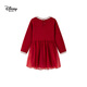 Disney red dress for children, autumn and winter new year clothes, New Year's princess dress, French style small fragrance splicing mesh skirt