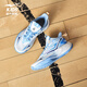 Hongxing Erke (ERKE) children's shoes for boys and girls, dense tennis shoes, children's cushioning strap basketball shoes, microcrystalline white/light oxygen blue 35