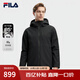 FILA Offizielle leichte Daunenjacke für Herren, Winter, Business, Casual, mit Kapuze, warme Jacke, True Black-BK XL 180/100A