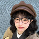 Midelei octagonal hat for women with big head circumference 2025 new Japanese retro literary newsboy hat autumn and winter fashion face-showing little Beileibei Japanese retro-beige-Versatile face-showing small one-size-fits-all head circumference 54cm-59cm