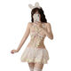 Universal new product uniform, sexy pure lust style nightgown, thong, see-through princess uniform, cute and tempting, suspender skirt + thong (excluding ears), small size (75-105Jin Jin is equal to 0.5kg)