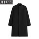 JEEP SPIRIT Spring and Autumn Zipper Design Stand Collar Woolen Windbreaker Men's Mid-Length Thick Casual Woolen Coat Jacket Trendy Coffee and Cotton 2XL
