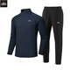 ALO YOGA autumn and winter sports and leisure suit stand-up collar sweatshirt trousers elastic fitness breathable men's warm two-piece suit black top + black pants suit (ALO-251011) M (95-115Jin Jin equals 0.5 kg)