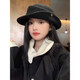 Zhunwu Qianjin top hat women's hat autumn and winter 2025 new woolen fisherman hat felt hat basin hat winter hat Hepburn style elegant French Qianjin style curled black top hat